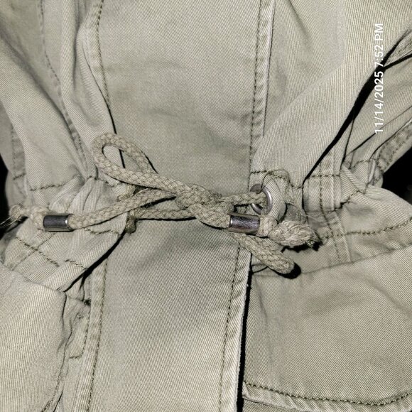 Divided H&M NYC Army Green Jacket Full Zip Snap Closure Drawstring Waist Sz 4 - Picture 5 of 7